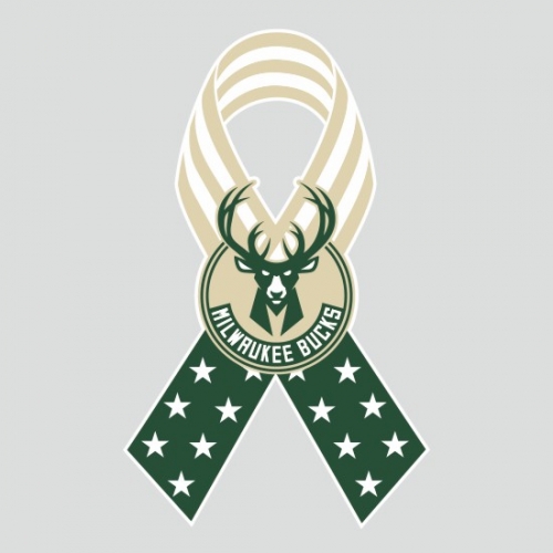 Milwaukee Bucks Ribbon American Flag logo heat sticker