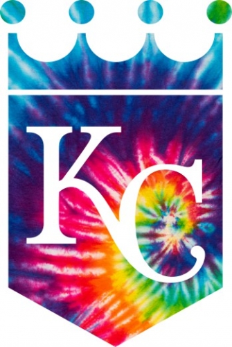 Kansas City Royals rainbow spiral tie-dye logo heat sticker