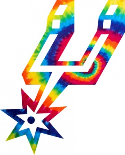 San Antonio Spurs rainbow spiral tie-dye logo heat sticker