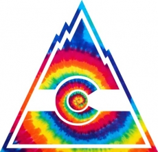 Colorado Rockies rainbow spiral tie-dye logo heat sticker