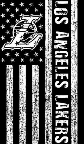 Los Angeles Lakers Black And White American Flag logo heat sticker