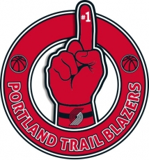 Number One Hand Portland Trail Blazers logo heat sticker