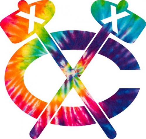 Chicago Blackhawks rainbow spiral tie-dye logo heat sticker