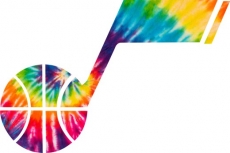 Utah Jazz rainbow spiral tie-dye logo heat sticker