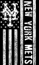 New York Mets Black And White American Flag logo heat sticker