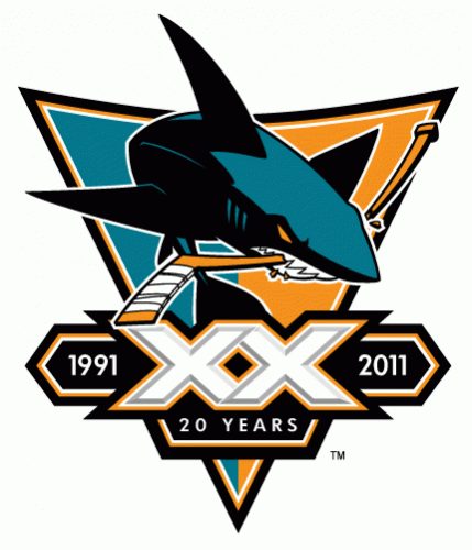 San Jose Sharks 2010 11 Anniversary Logo 04 custom vinyl decal