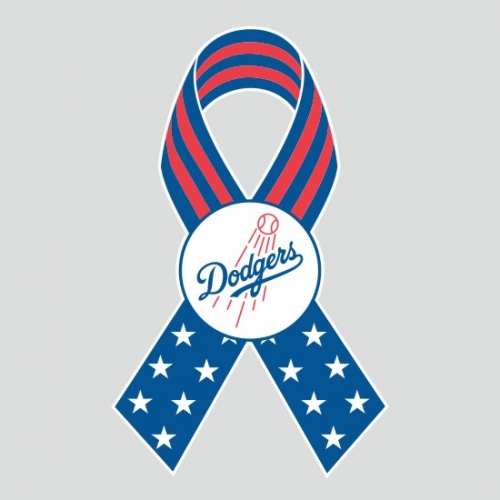 Los Angeles Dodgers Ribbon American Flag logo custom vinyl decal