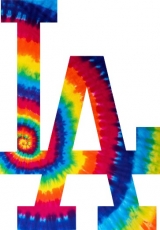 Los Angeles Dodgers rainbow spiral tie-dye logo heat sticker