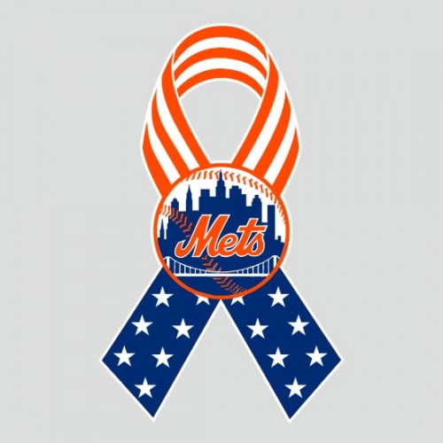 New York Mets Ribbon American Flag logo custom vinyl decal