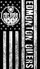 Edmonton Oilers Black And White American Flag logo heat sticker