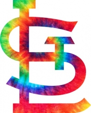 St. Louis Cardinals rainbow spiral tie-dye logo heat sticker