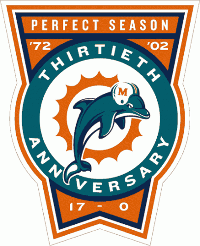 Miami Dolphins 2002 Anniversary Logo custom vinyl decal