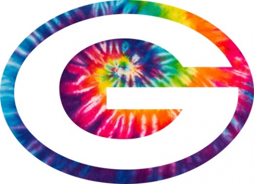 Green Bay Packers rainbow spiral tie-dye logo heat sticker