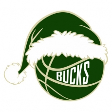 Milwaukee Bucks Basketball Christmas hat logo heat sticker
