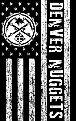 Denver Nuggets Black And White American Flag logo heat sticker