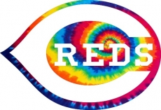 Cincinnati Reds rainbow spiral tie-dye logo heat sticker