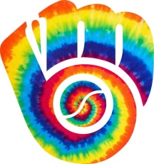 Milwaukee Brewers rainbow spiral tie-dye logo heat sticker