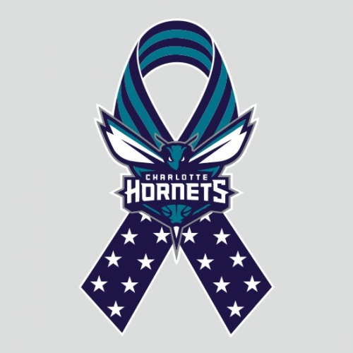 Charlotte Hornets Ribbon American Flag logo custom vinyl decal