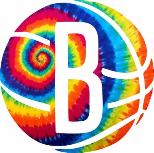 Brooklyn Nets rainbow spiral tie-dye logo heat sticker