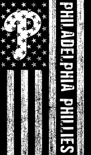 Philadelphia Phillies Black And White American Flag logo heat sticker