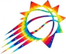 Phoenix Suns rainbow spiral tie-dye logo heat sticker