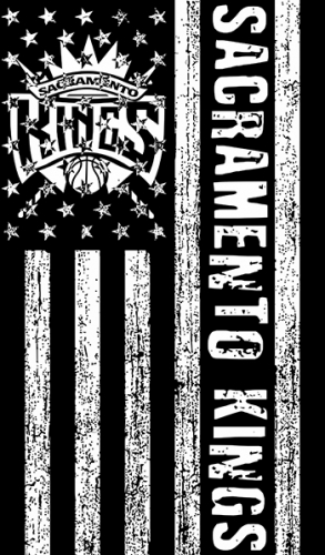Sacramento Kings Black And White American Flag logo heat sticker