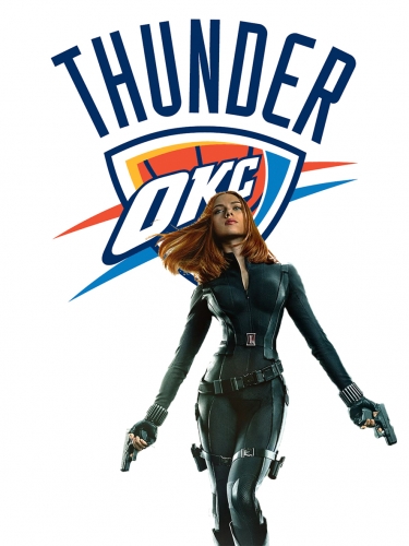 Oklahoma City Thunder Black Widow Logo heat sticker