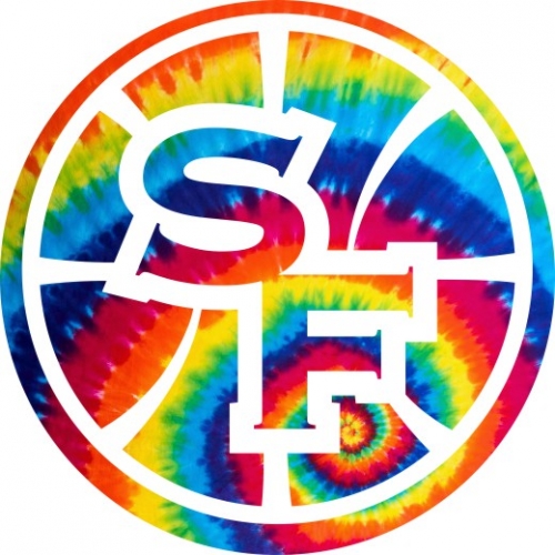 Golden State Warriors rainbow spiral tie-dye logo custom vinyl decal