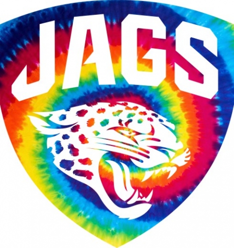 Jacksonville Jaguars rainbow spiral tie-dye logo heat sticker