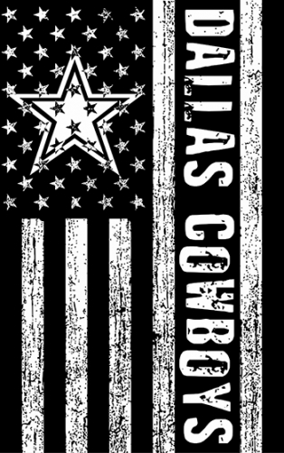 Dallas Cowboys Black And White American Flag logo heat sticker