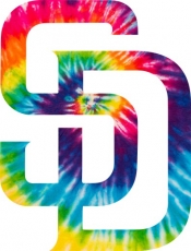 San Diego Padres rainbow spiral tie-dye logo heat sticker