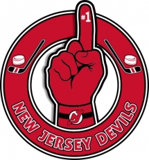 Number One Hand New Jersey Devils logo heat sticker