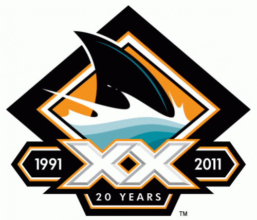 San Jose Sharks 2010 11 Anniversary Logo 05 custom vinyl decal