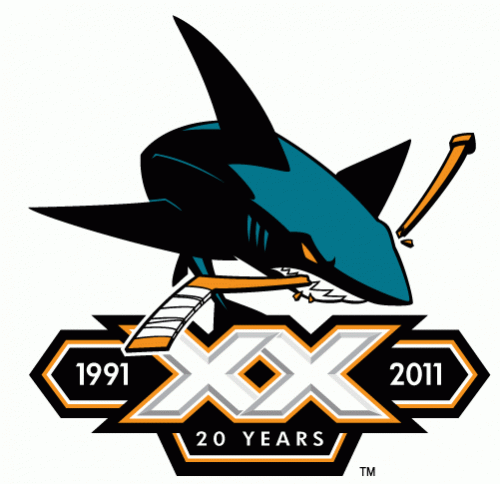 San Jose Sharks 2010 11 Anniversary Logo 03 custom vinyl decal