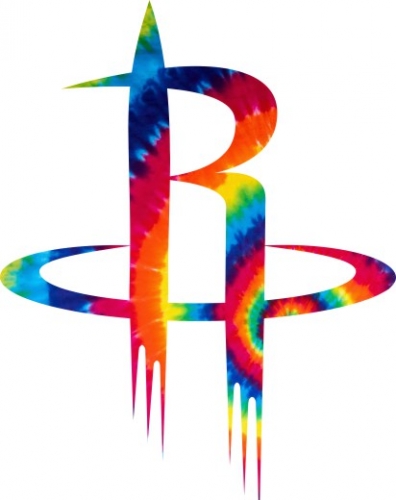 Houston Rockets rainbow spiral tie-dye logo heat sticker