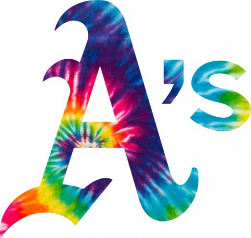 Oakland Athletics rainbow spiral tie-dye logo custom vinyl decal