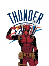 Oklahoma City Thunder Deadpool Logo heat sticker