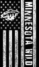 Minnesota Wild Black And White American Flag logo heat sticker