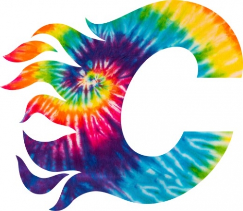 Calgary Flames rainbow spiral tie-dye logo custom vinyl decal