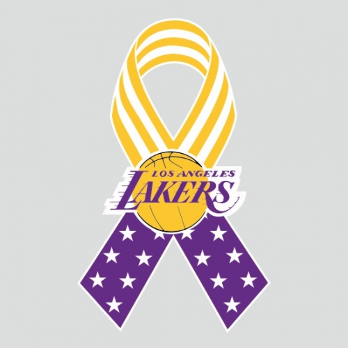 Los Angeles Lakers Ribbon American Flag logo custom vinyl decal