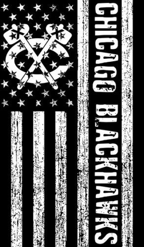 Chicago Blackhawks Black And White American Flag logo heat sticker