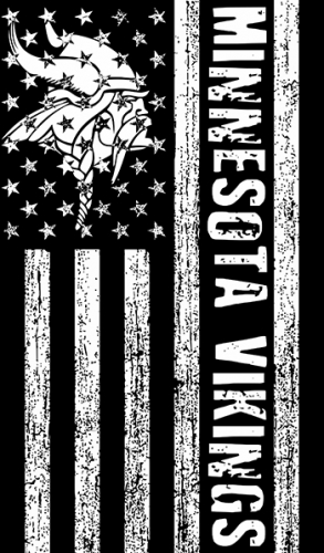 Minnesota Vikings Black And White American Flag logo heat sticker