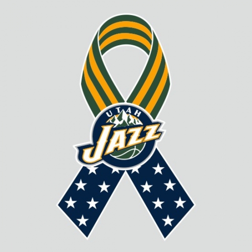 Utah Jazz Ribbon American Flag logo heat sticker