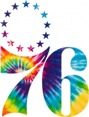 Philadelphia 76ers rainbow spiral tie-dye logo heat sticker