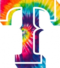 Texas Rangers rainbow spiral tie-dye logo heat sticker