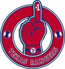 Number One Hand Texas Rangers logo heat sticker