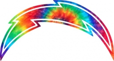 Los Angeles Chargers rainbow spiral tie-dye logo heat sticker