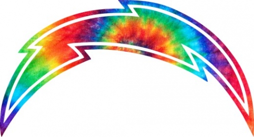 Los Angeles Chargers rainbow spiral tie-dye logo heat sticker