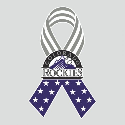 Colorado Rockies Ribbon American Flag logo custom vinyl decal