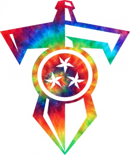 Tennessee Titans rainbow spiral tie-dye logo heat sticker